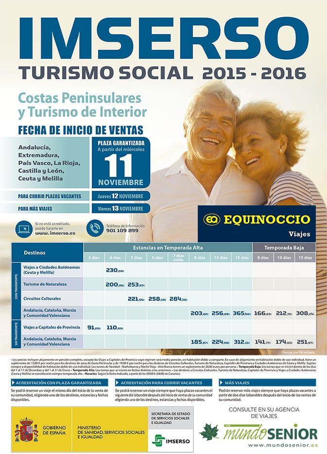 viajes del imserso equinoccio viajes
